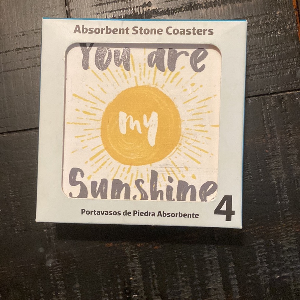 LAST CHANCE! NEW Absorbent Stone coasters! “YOU ARE MY SUNSHINE” Set of 4! - Picture 2 of 6